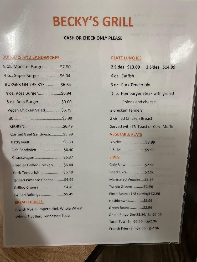 Becky's Grocery and Grill Menu image 3